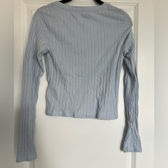 Light Blue A&F Ribbed Cardigan - Picture 8 of 9